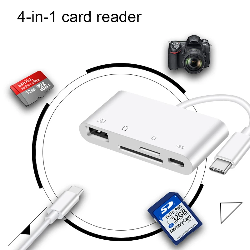 Мультиадаптер Type-C для зарядки PD usb-разъем SD TF CF картридер ноутбука HUAWEI Xiaomi кабель