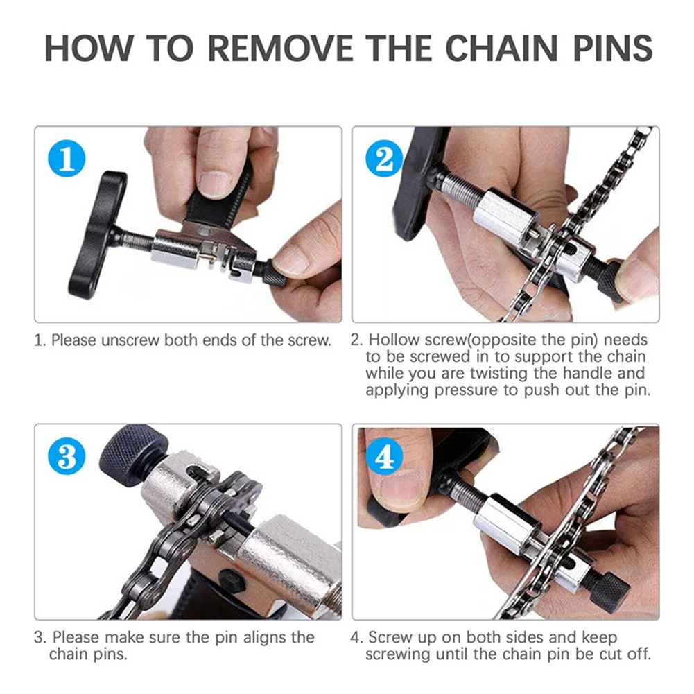 

Bicycle Chain Breaker Splitter Bike Hand Repair Removal Tool Pin Service W/H Stainless Steel Link Hook & Spare Breaker Pin