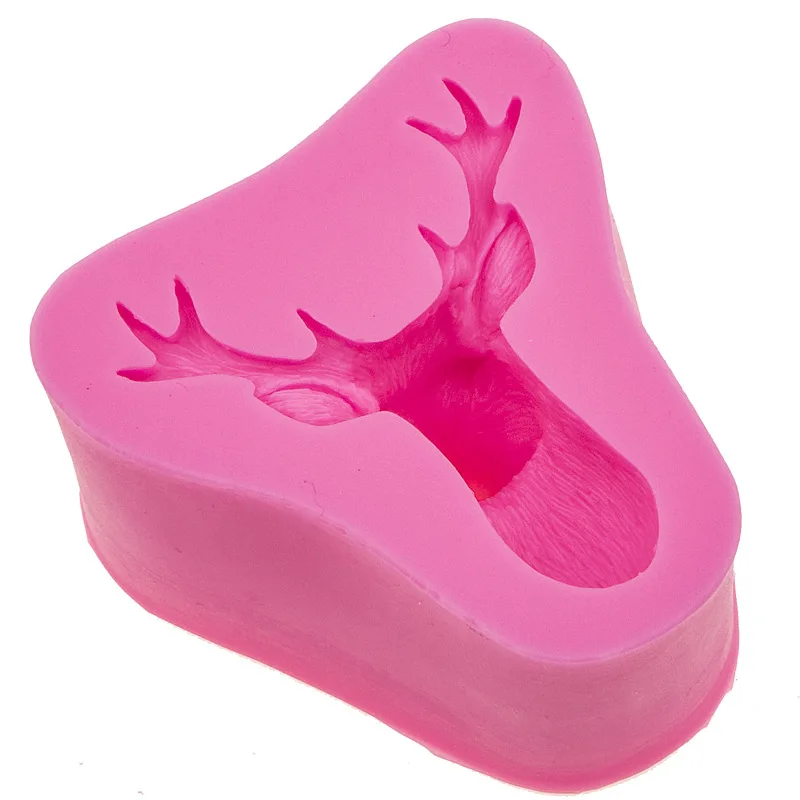 Рождественский олень силиконовая 3D голова оленя форма для торта Форма шоколада