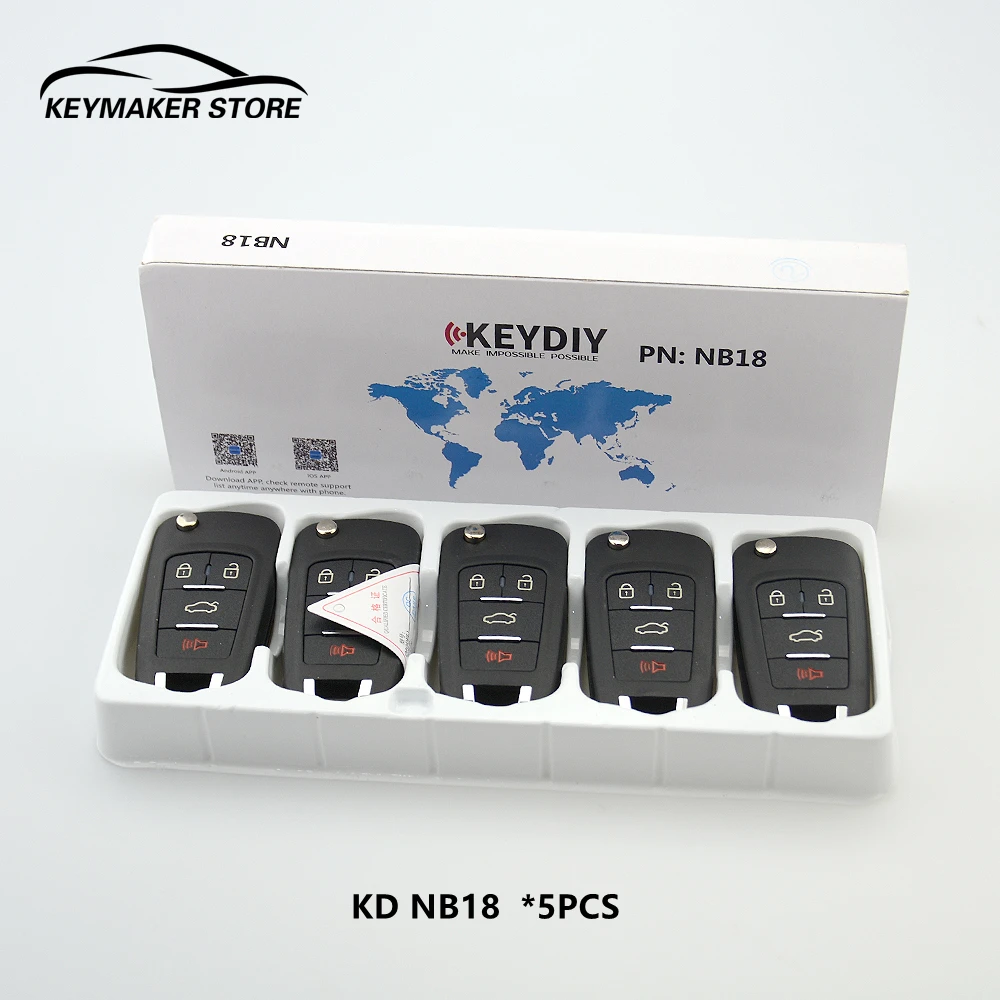 5PCS/lot KD 4 Buttons Multi-functional NB Series NB18 Remote Key For KD900 KD900+ URG200 KEYDIY KD900/KD-X2 Key eEditing Tools