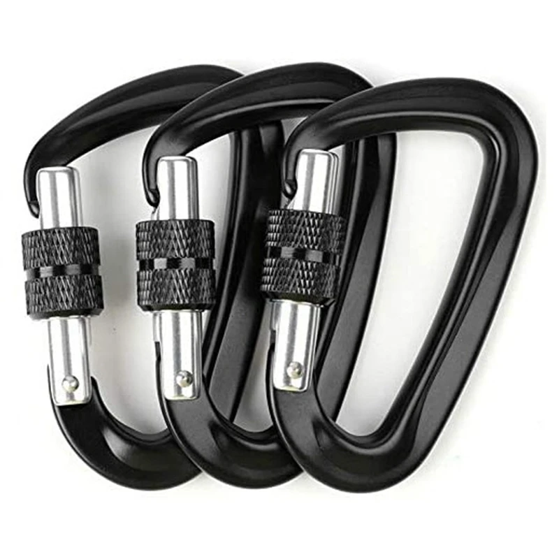 

3 Pack Locking Carabiners Heavy Duty Caribeaner Aluminium Locking Carabiner for Campin Hikin Outdoor Gym