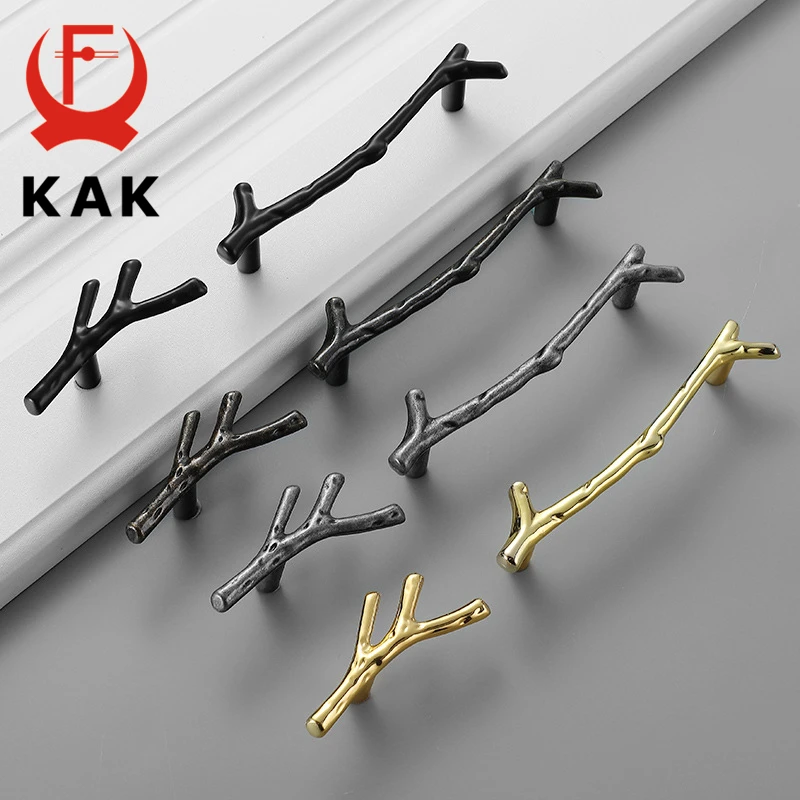 

KAK Fashion Tree Branch Furniture Handle 96mm 128mm Black Silver Bronze Kitchen Cabinet Handles Drawer Knobs Door Pulls Hardware
