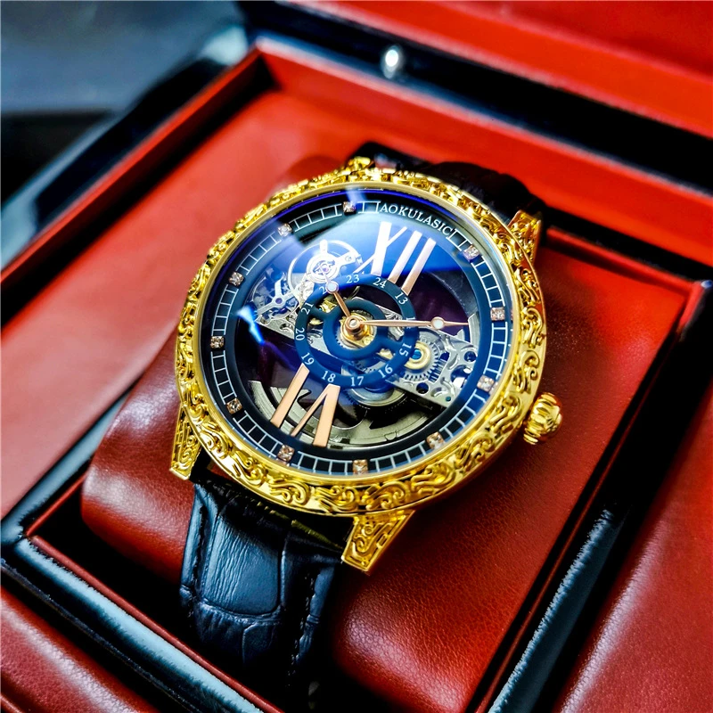 

JOJOZ Augulas new genuine automatic mechanical watch hollow through the bottom watch men's high-end waterproof luminous men's wa