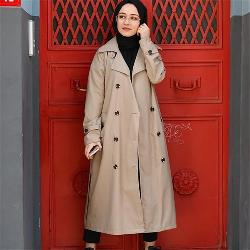 Осенне-зимний тренч для женщин на шнуровке большой размер британский стиль