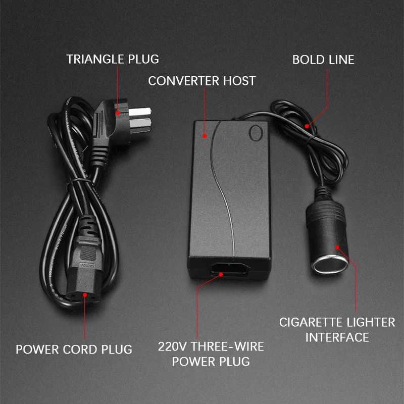 

220V To 12V Power Converter 100W Household Socket Cigarette Lighter Adapter Multifunction Converter Car Vacuum Cleaner Adapter
