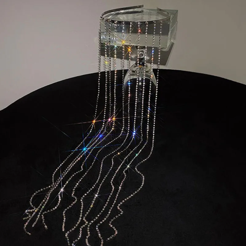 Роскошные блестящие заколки стразы для волос женщин украшение с кисточками и