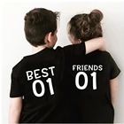 Best Friend; Повседневная детская футболка Забавный комплект из футболки с короткими рукавами и принтом на спине детская Bff футболка братья футболки От 1 до 10 лет