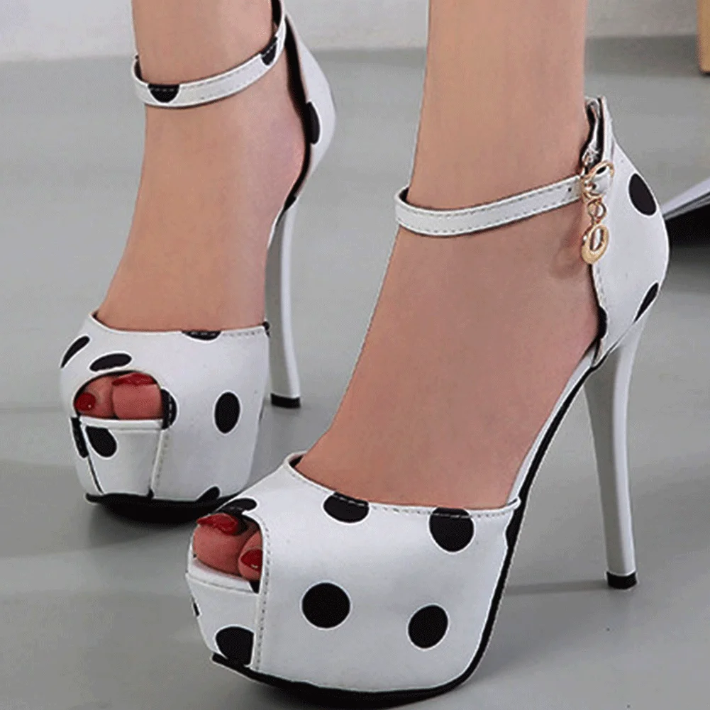 

Женские босоножки в горошек, босоножки на тонком высоком каблуке и платформе с открытым носком, обувь для вечеринки, лето 2021
