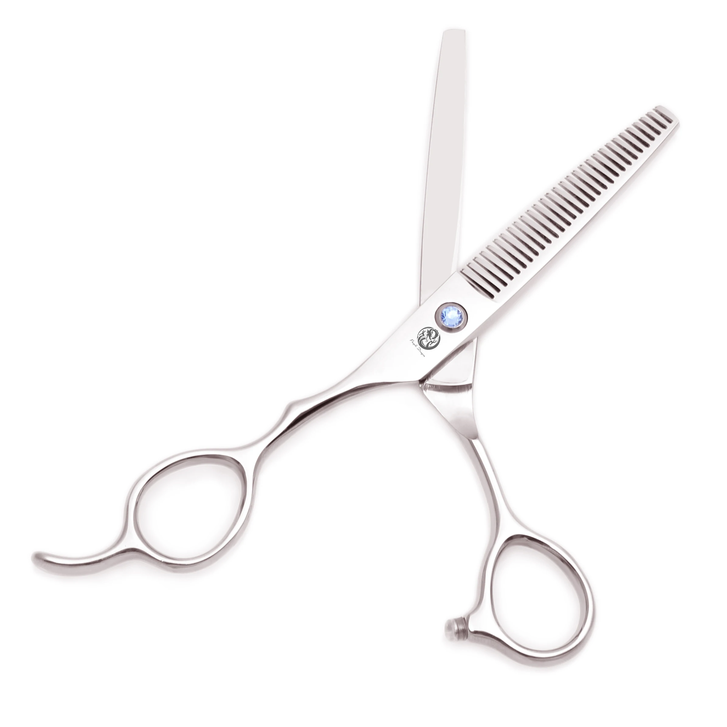 Парикмахерские ножницы для левши филировочные фиолетового дракона из
