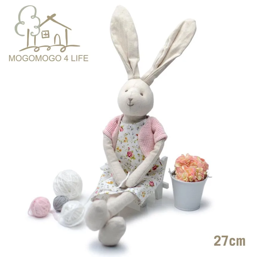 Роскошная розовая девочка кролик с платьем мягкие игрушки Высококачественная