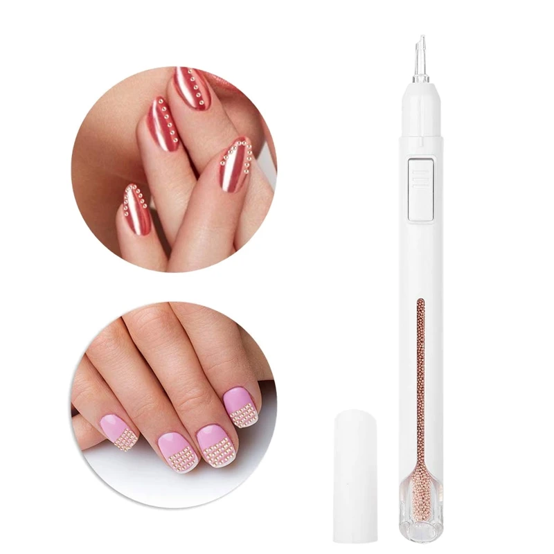 Ручка для дизайна ногтей разные размеры золотые металлические драгоценные камни