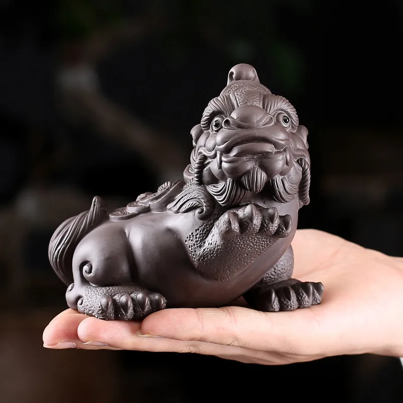 Талисман на чай из фиолетовой глины Большая фигурка отважных солдат украшение