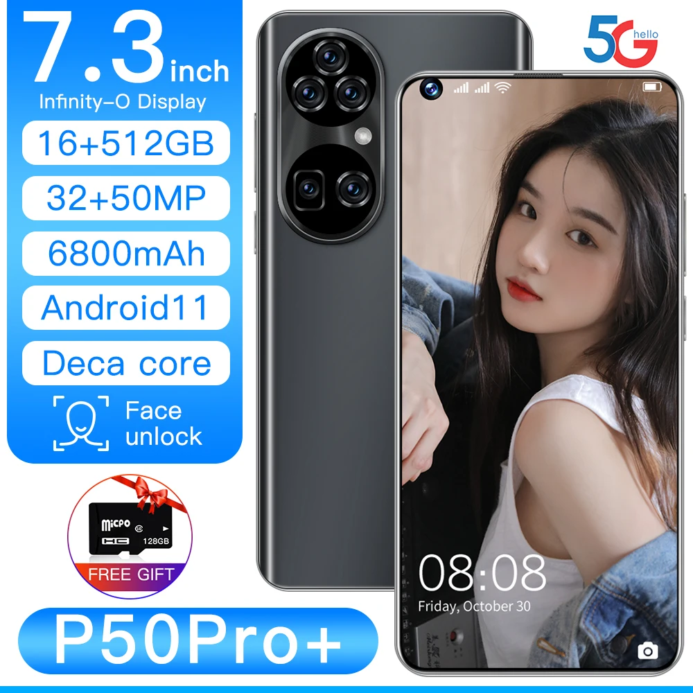 

Смартфон Huawei P50 Pro, 7,3 дюйма, 32 + 50 МП, 16 + 512 ГБ, 6800 мАч
