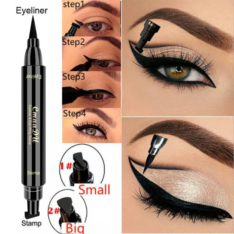 Buy 2 In1 Eyeliner Stamp Eye Wing Starry Liquid Pencil Triangle Seal Liner Waterproof Quick Dry Cosmetics on