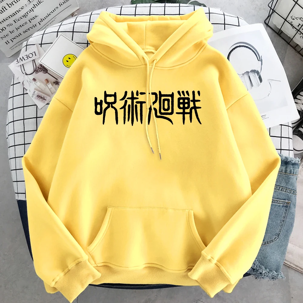 

Jujutsu Kaisen Japanese Letter Printing Hoodies Men Hip Hop Streetwear Male Creativity Fleece Hoodie Comfortable Warm Hoody