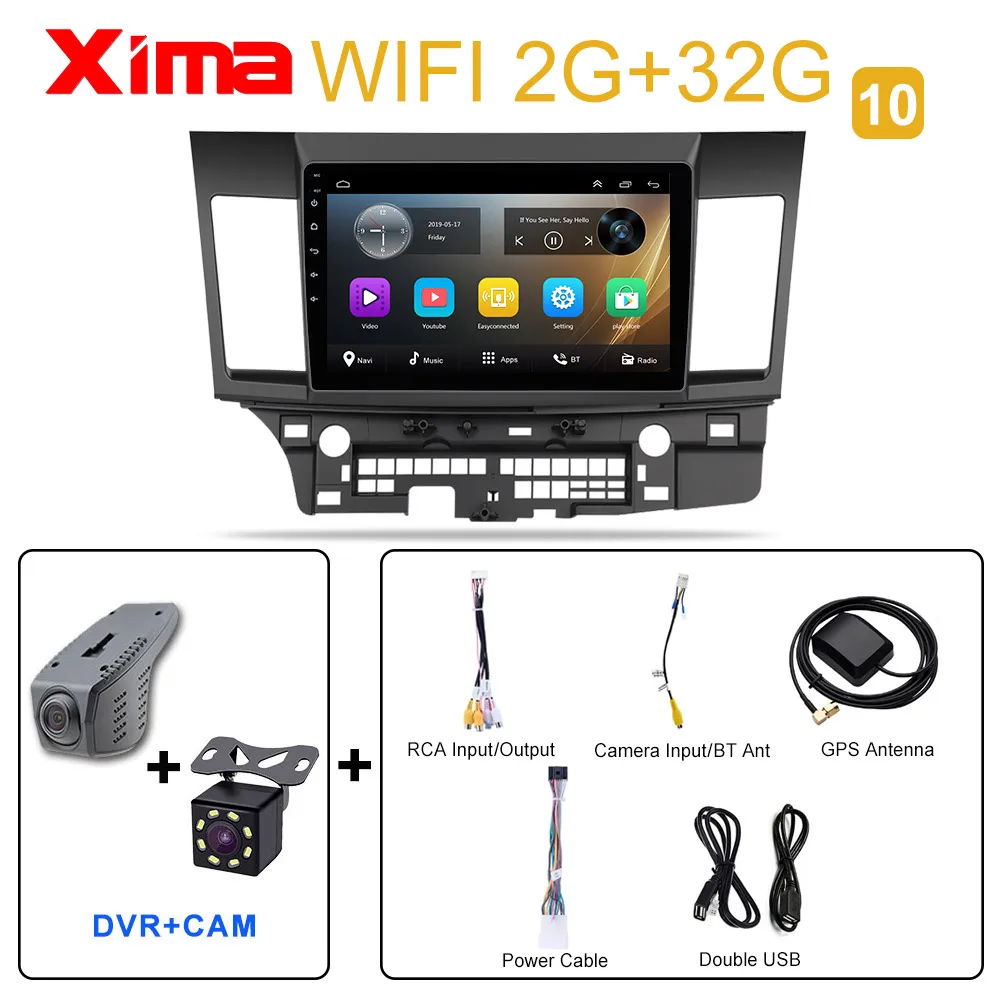 10 Inch 2din Car Android 9.0 Car DVD Player for Mitsubishi Lancer 2008 2009 2010- Car Radio GPS Navigation Multimedia Player - Цвет: RAM 2G YS-DVR-CAM