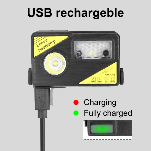 Налобный фонарь L2 светодиодный с зарядкой от USB и датчиком движения | Лампы