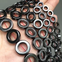 natural big hole black hematite stone beads round loose spacer beads for jewelry making diy bracelet accessories 15inch