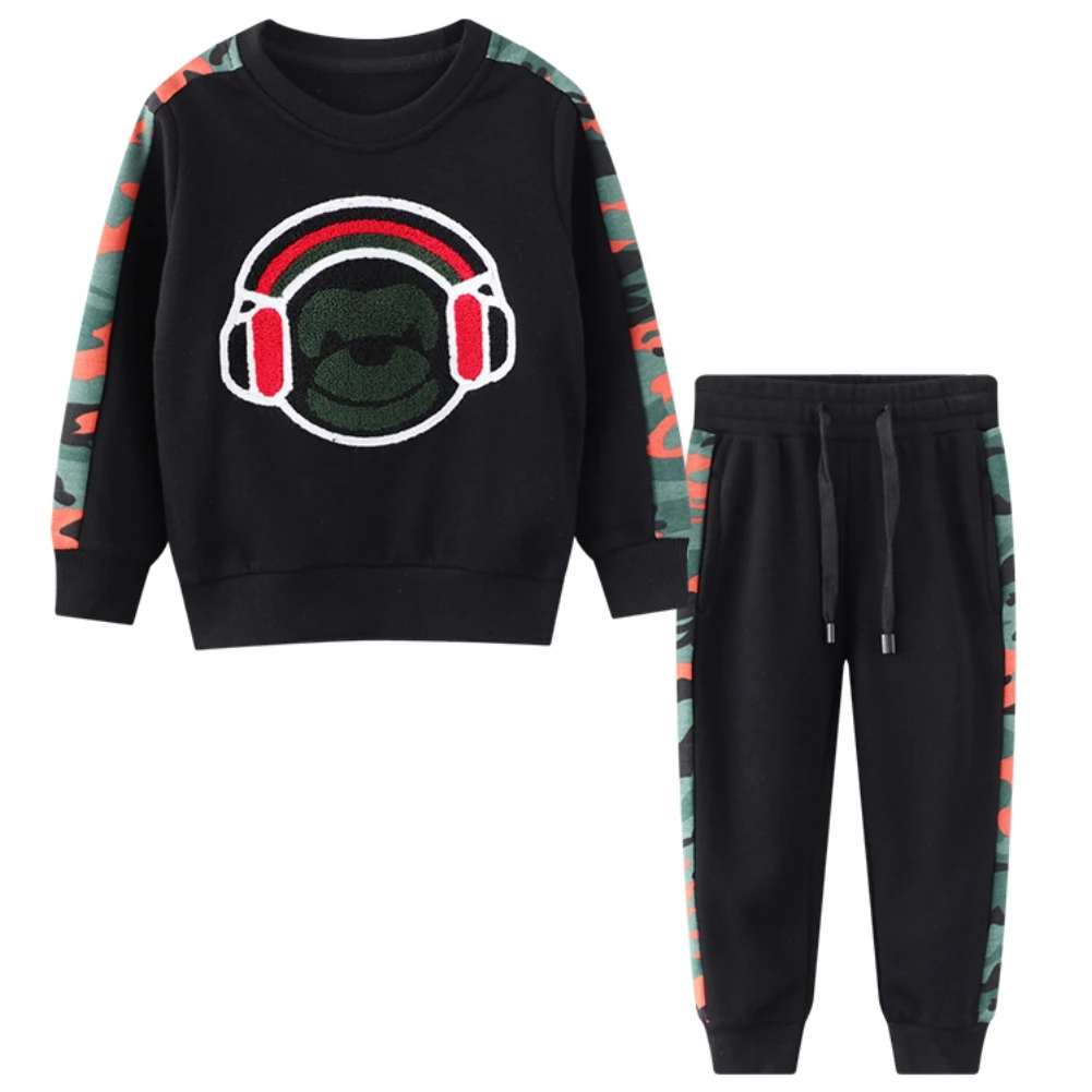 

Bobora Fall Winter Toddler Boys Tracksuit Pullover+Pants Sweatsuit Monkey Sweatshirt Trousers Jogger Sportswear Outfits 2-8T