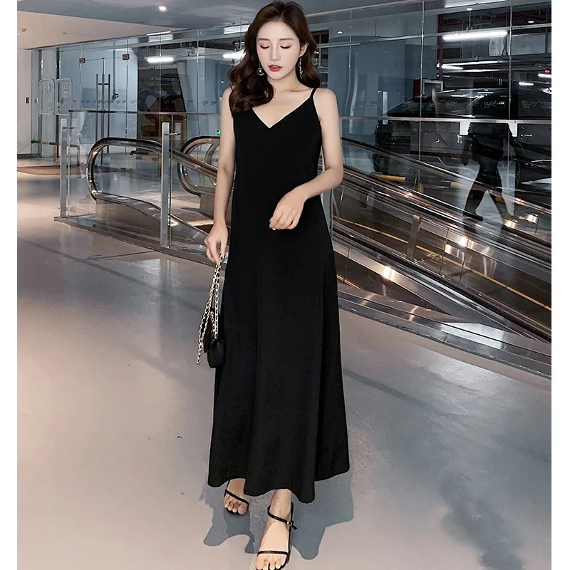 Женское Макси платье свободного кроя без рукавов летнее для девочек Одежда на