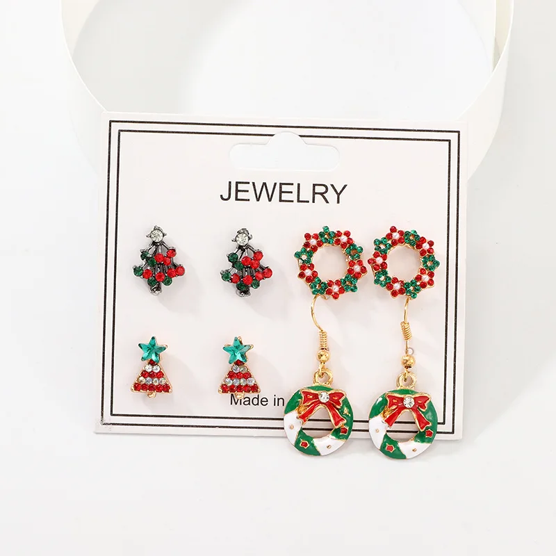 Новый рождественский Комплект сережек для женщин трендовые маленькие снежинки