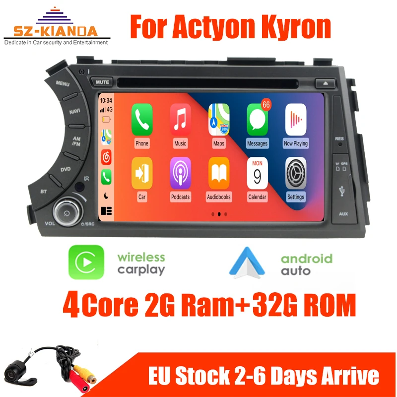 

In stock 7" 2din Android 11 Car radio GP for ssangyong Kyron Actyon 4G Wifi Bluetooth dvr OBD quad core 1024x600 Carplay