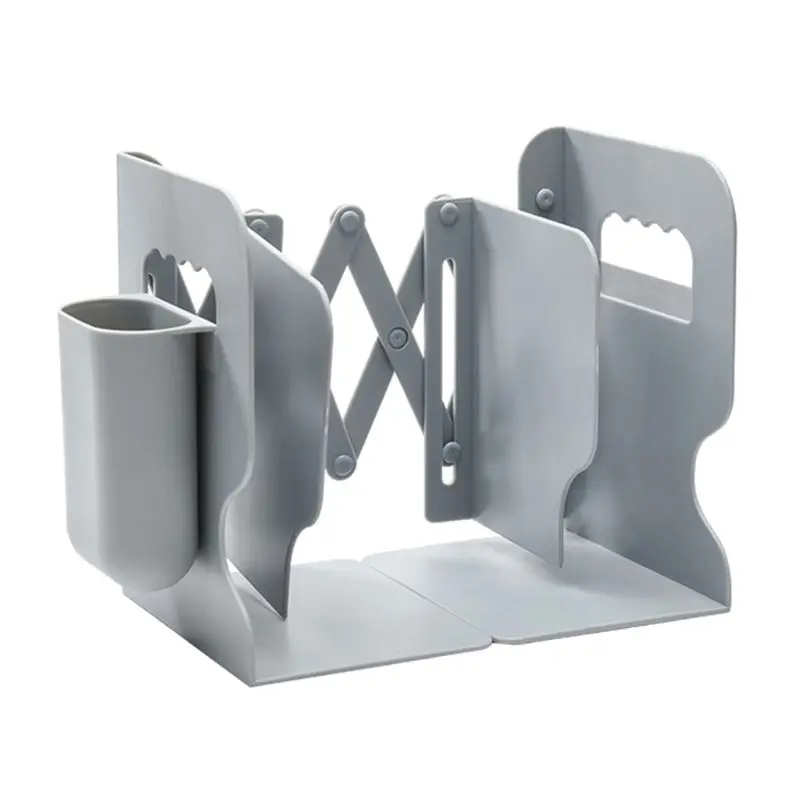 

Adjustable Book Holder Bookends with Pen Holder Container for Student Desk Book File Holder Organizer Office Book Stand Rack