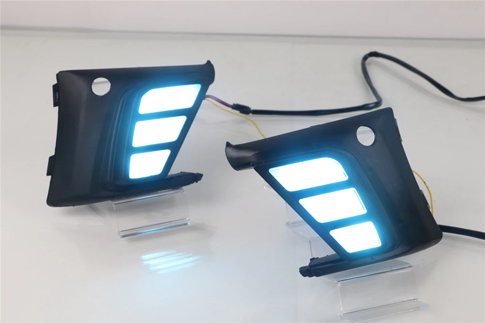 Car Flashing 2PCS DRL LED Daytime Running Light fog lamp driving light with Yellow Turn Signal for Ford Focus 2019 2020 | Автомобили и