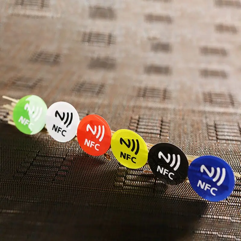 

57EC 6PCS NFC Tags Stickers Anti Metal Ntag213 Adhesive Label Metallic Sticker Universal RFID Tag for NFC Mobile Phones