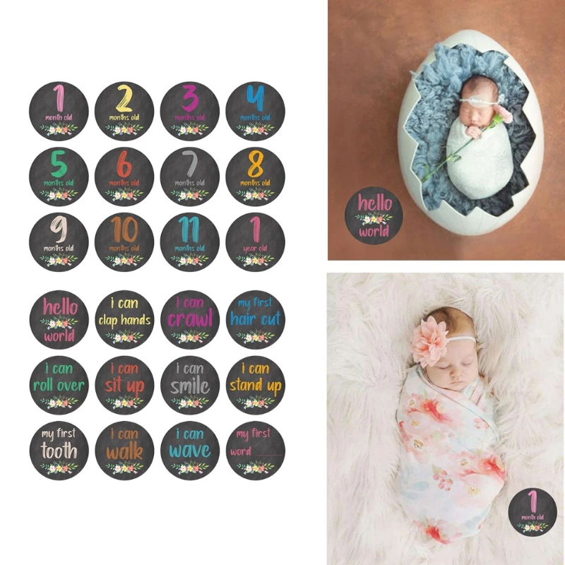 D0AF-pegatinas mensuales florales para beb&eacute;s, calcoman&iacute;as de recuerdo, 12 piezas, accesorios-0