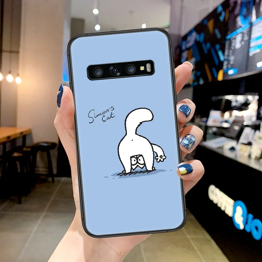 

Cute Simons Cat Phone Case For Samsung Galaxy Note S 8 9 10 20 Plus E Lite Uitra black Waterproof Trend Funda Silicone Bumper