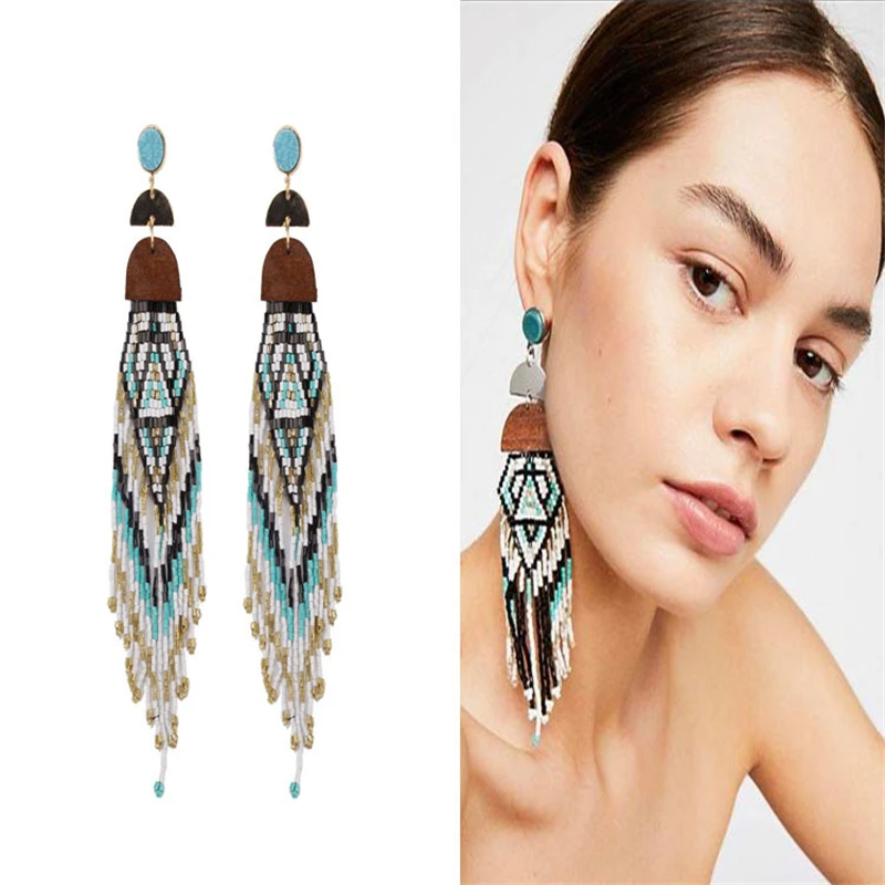 Мини бусины кисточкой серьги в виде капель с кристаллами форме для женщин