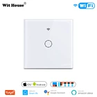 Настенный сенсорный выключатель Tuya с Wi-Fi, 1234 клавиши, ЕС, без нулевого провода, переключатели, умный однопроводный настенный выключатель, работает с Alexa
