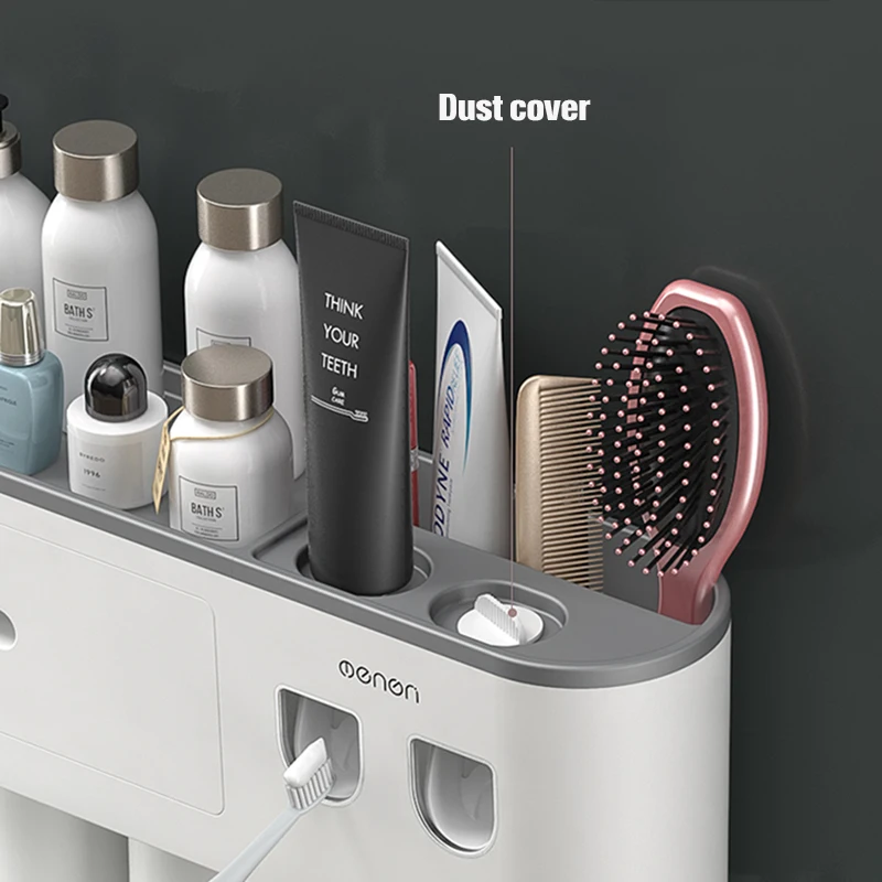 

PEISI Multifunctional Toothbrush Holder Automatic Toothpaste Squeezer Dispenser Organizer Storage Rack Bathroom Accessories Set