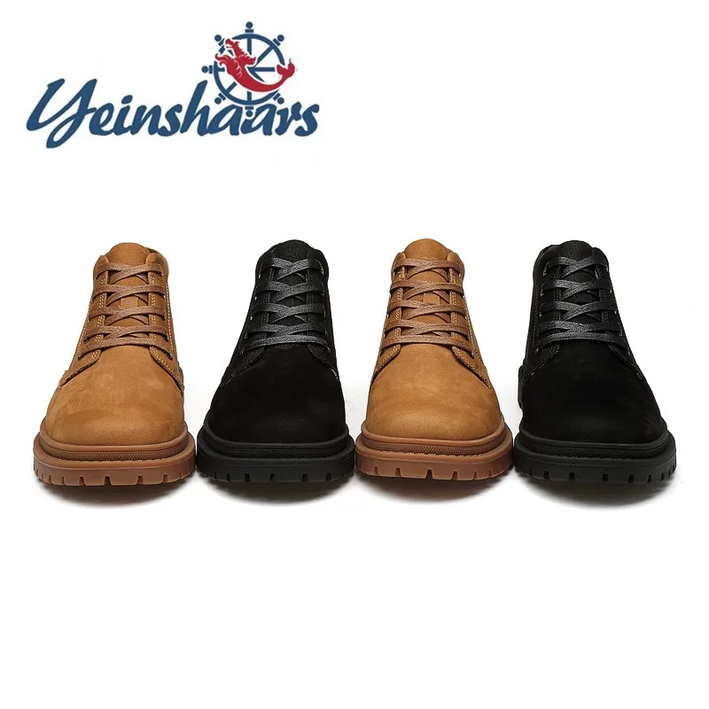 

Роскошные желтые мужские ботинки, модная осенне-зимняя мужская обувь, высокое качество, Коровья замша, натуральная кожа, теплые плюшевые зи...