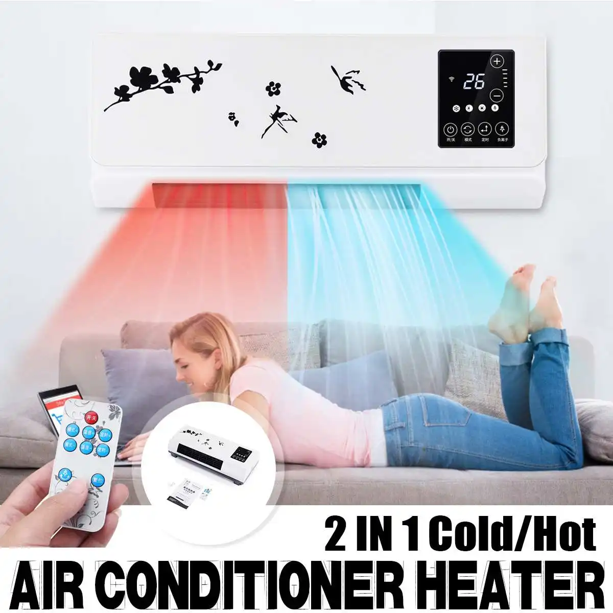 

2000W Air Conditioner Heating and Cooling Wall-mounted and Desktop LED PTC Electric Heater Clothing Dryer Air Heater Warmer Fan