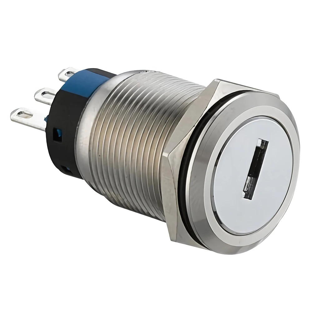 Двухпозиционная металлическая кнопка-селектор из нержавеющей стали 1NO1NC 22 мм