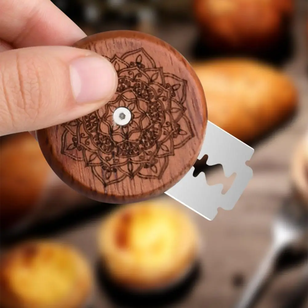 

New Rosewood Bread Cutting Knife Round Shape Sharp Anti-slip Metal Fine Workmanship Bread Cutter Home Kitchen Baking Tools