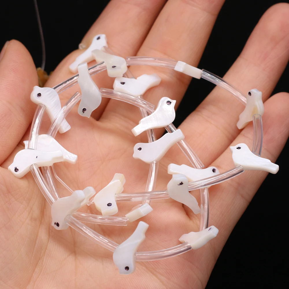 

10PCS/String Little Bird Shape Natural Freshwater White Loose Spacer Beads for Jewelry Making Bracelet Necklace Gifts Size 6x15m