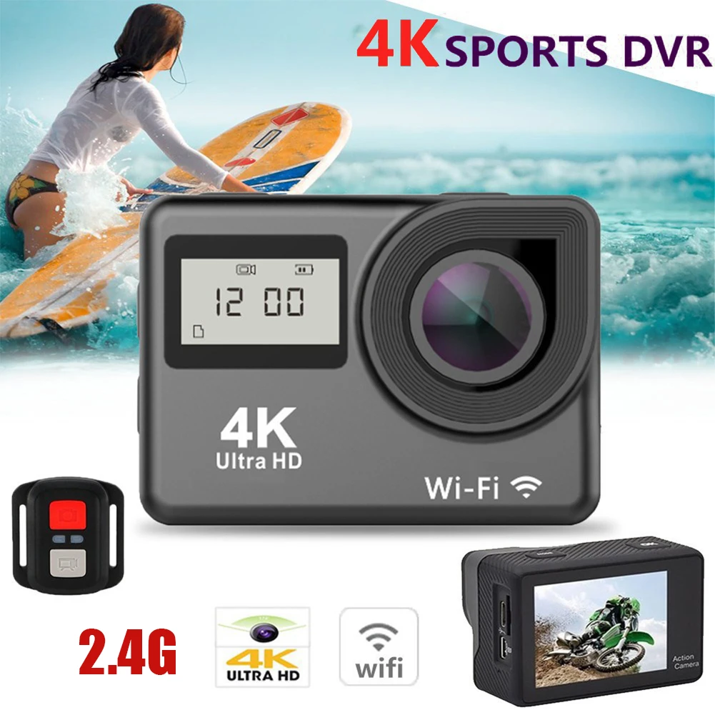 Экшн камера 4K Ultra HD 2 ЖК экрана Wi Fi 20 МП 170D 30 м|Экшн-камеры| |