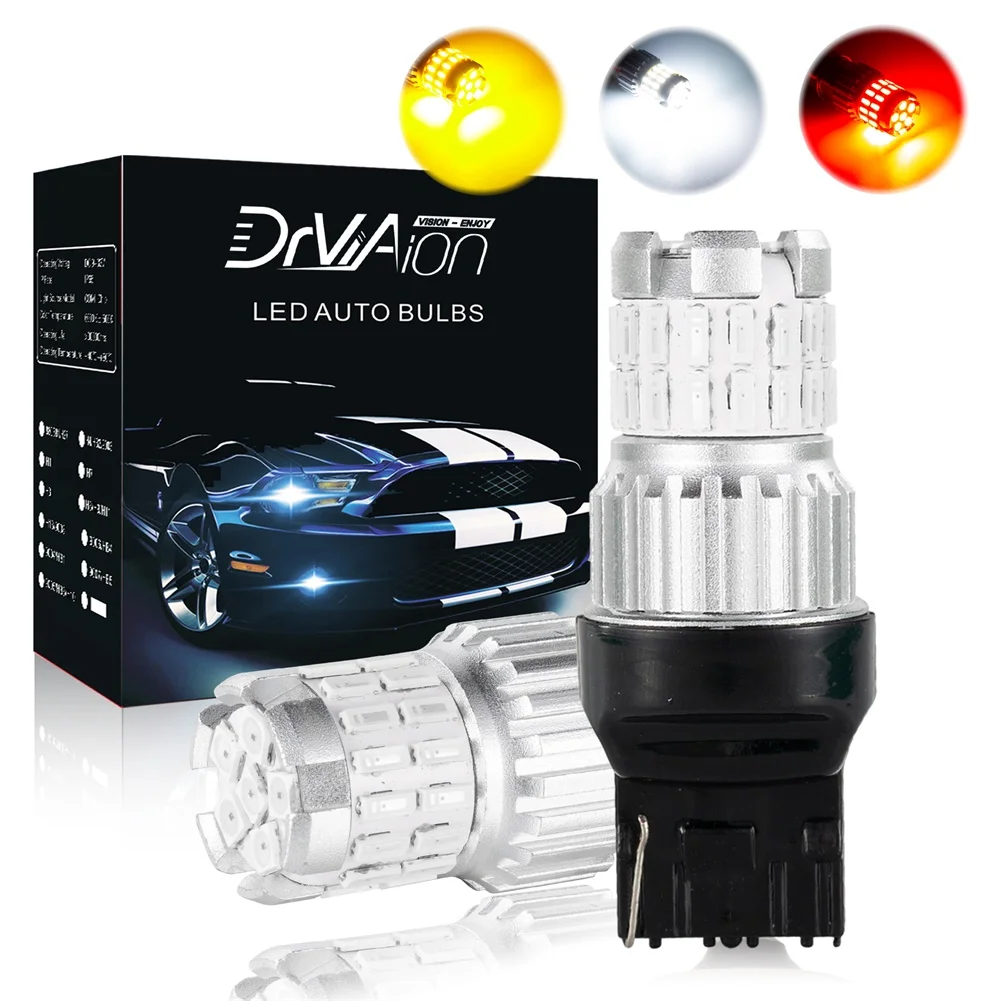 

2PCS 1200ML T20 7443 W21/5W LED Reversing Lamp Canbus Error Free 36SMD Replacement T20/7440 White Yellow Red LED Brake Lights