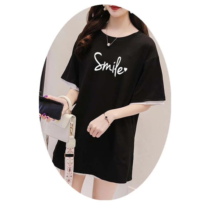 Длинная футболка в Корейском стиле с животным принтом белая черная розовая