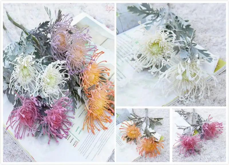 

Short Branch Crab Claw Artificial Flowers 2 Forks Christmas Cushion Garland Vase for Home Wedding Decoration Fake Planting
