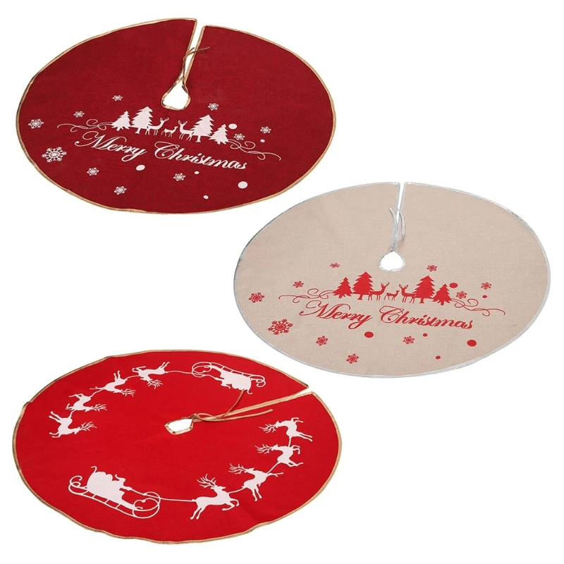 

M17D Christmas Ornament Tree Skirt 39inch Merry Christmas Elk Rustic Tree Skirt Decor