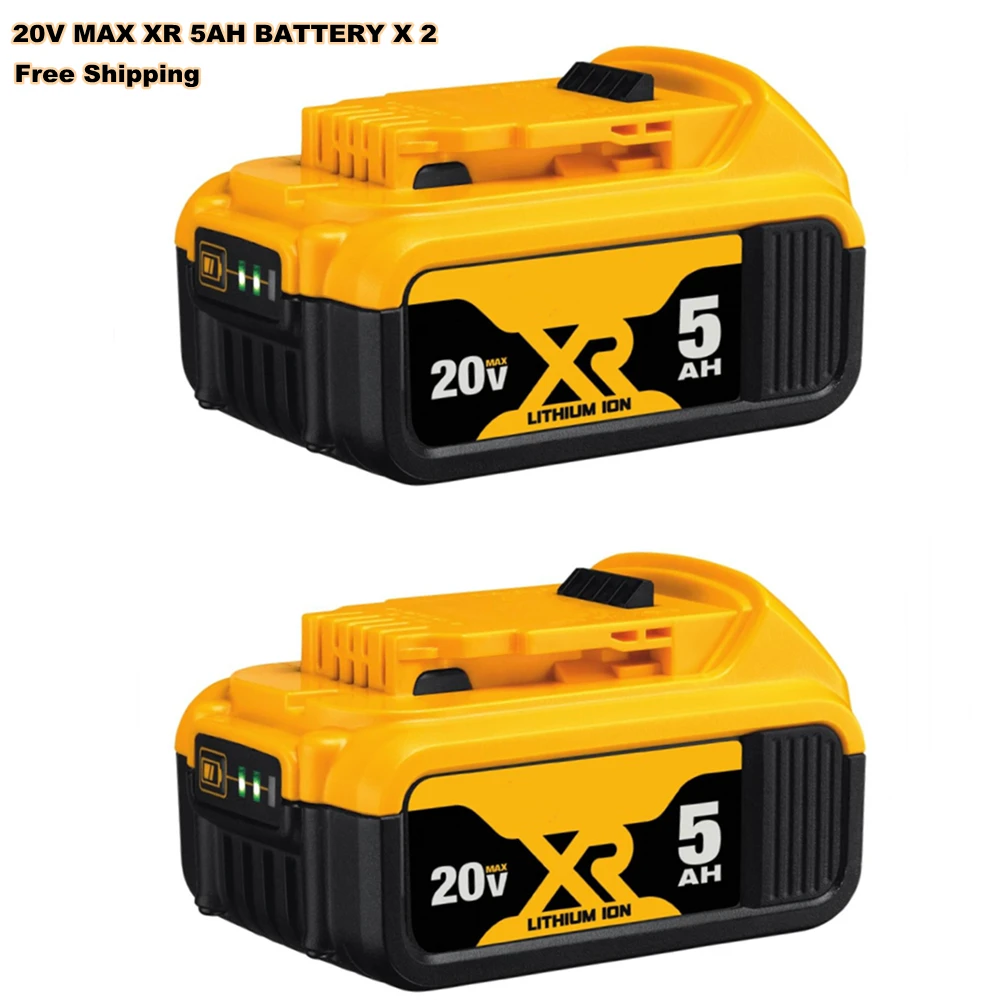 

Two Pack 20V Max XR Lithium-Ion Battery 5.0Ah DCB205-2 for DeWalt 20V Max Cordless Tools, Free Shipping