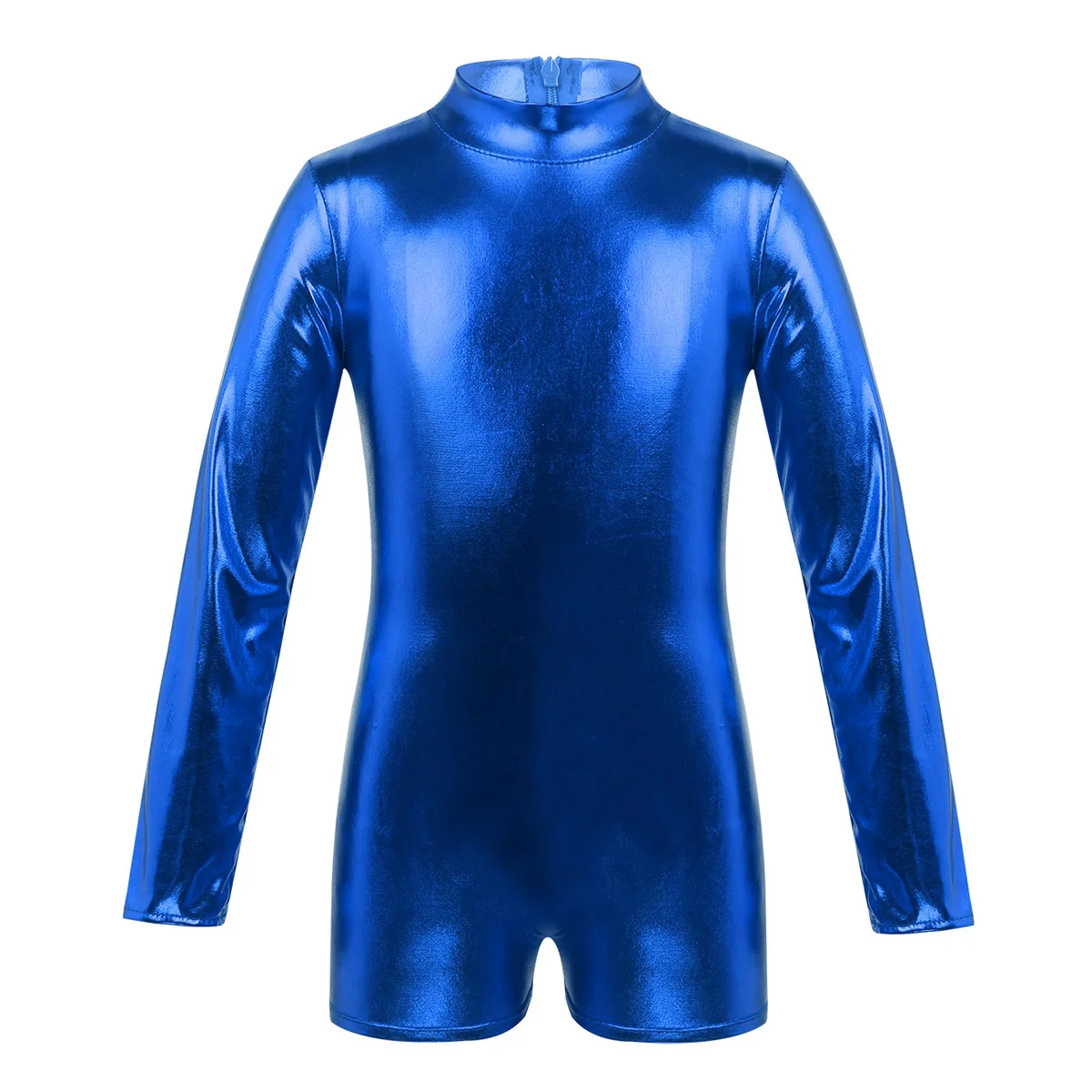 

Kids Long Sleeves Shiny Metallic Gymnastics Leotard Workout Unitards Children Girls Ballet Dancewear Stage Performance Costume