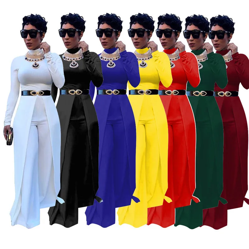 Женский пикантный Облегающий комбинезон на молнии длинные широкие брюки уличная