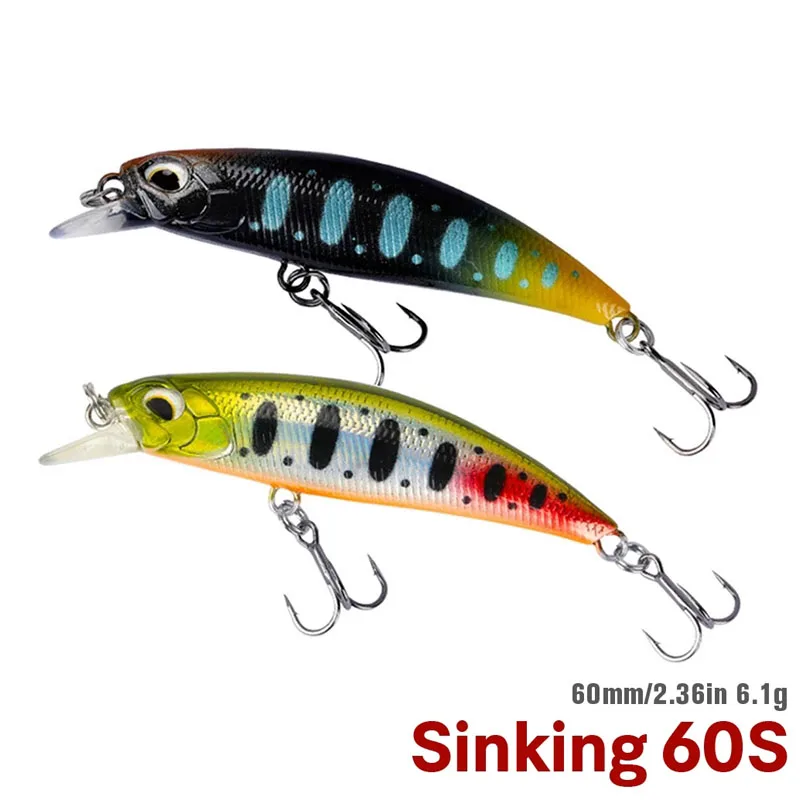 TSURINOYA New Fishing Lures Sinking Minnow 60S DW67 60mm 6.1g Bass Pike Mini Minnow Crank Wobbler Model Crank Hard Baits model