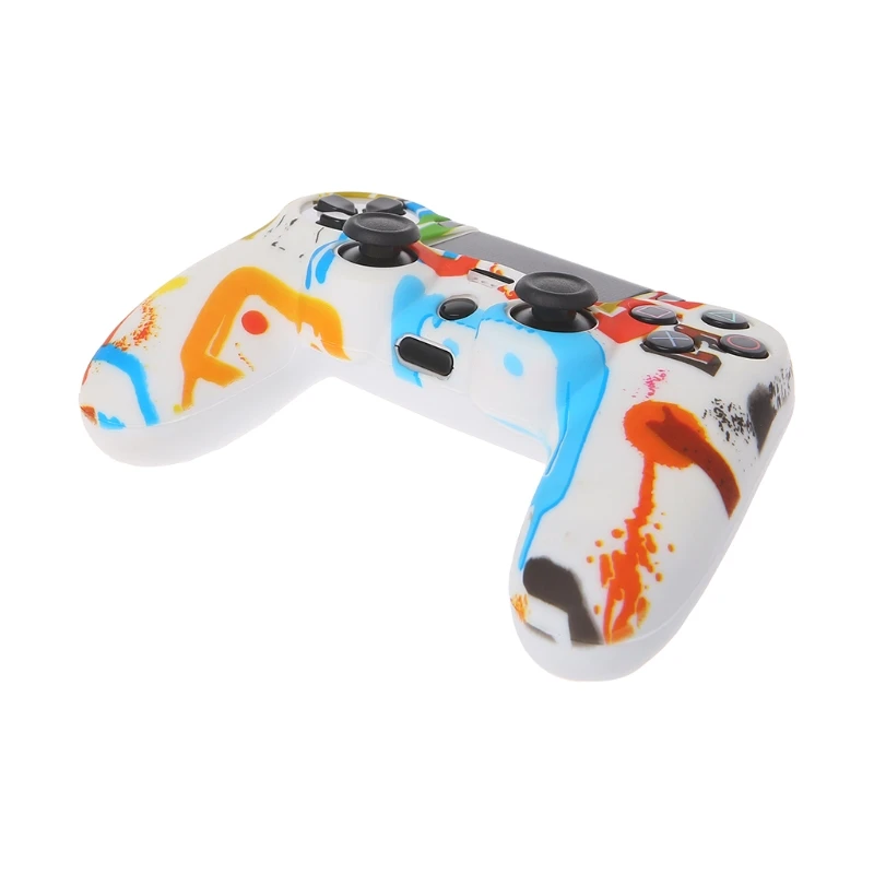 

Colorful Graffiti Silicone Gamepad Skin Cover Anti-Slip Case For PS4 Controller K3NB