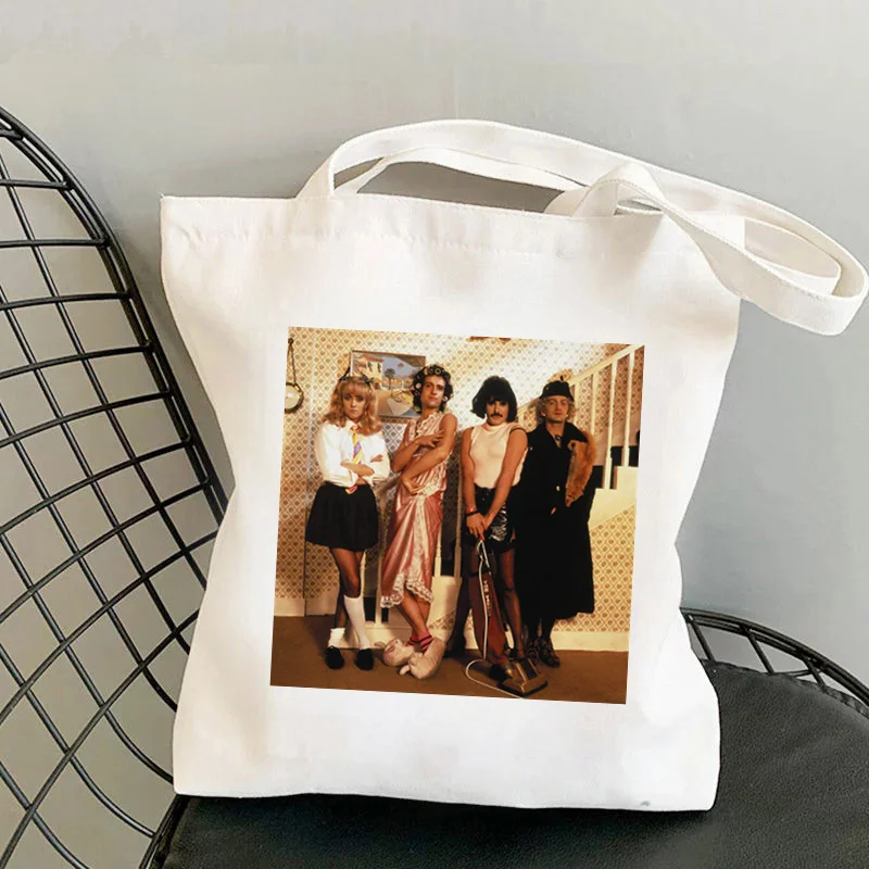 

2021 Shopper Freddie Mercury Retro Printed Tote Bag women Harajuku shopper handbag girl Shoulder shopping bag Lady Canvas Bag